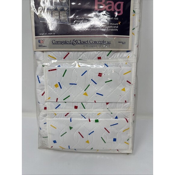 Vintage Shoe Holder Bag 12 Pocket Closet Hanging 30” x 18” NOS 1980s Confetti - Picture 7 of 7